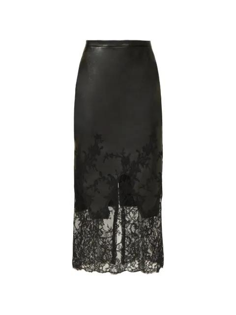 Asha lace leather pencil midi skirt by COSTARELLOS