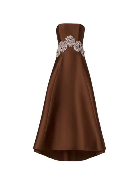 Bria crystal-embellished strapless asymmetric dress by COSTARELLOS