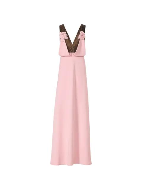Janessa lace plunge-neck gown by COSTARELLOS