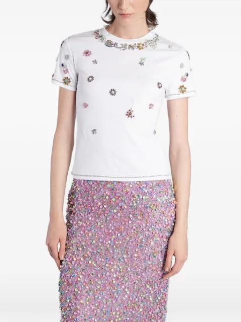 Lonnie floral-embellished T-shirt by COSTARELLOS