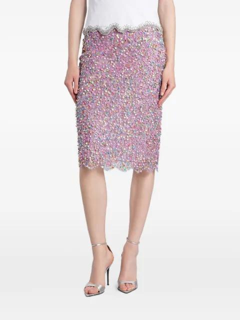 Naia sequin-embellished lace midi skirt by COSTARELLOS
