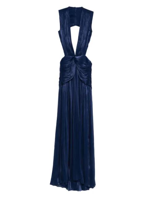 Silla pleated cowl-neck maxi dress by COSTARELLOS