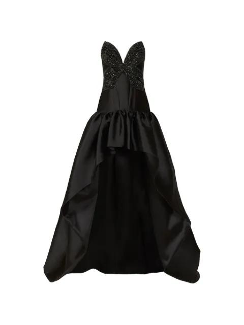 Thara crystal-appliqué high-low asymmetric dress by COSTARELLOS