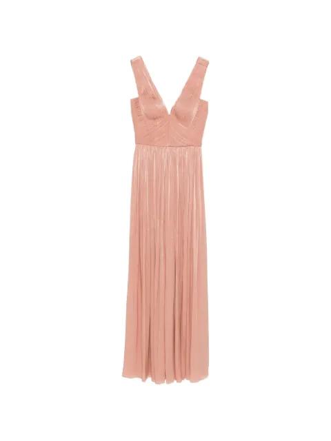 V-neck pleated maxi dress by COSTARELLOS