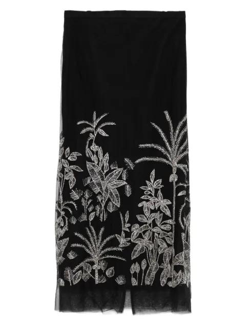 beaded floral midi skirt by COSTARELLOS