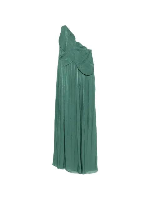 one-shoulder pleated dress by COSTARELLOS