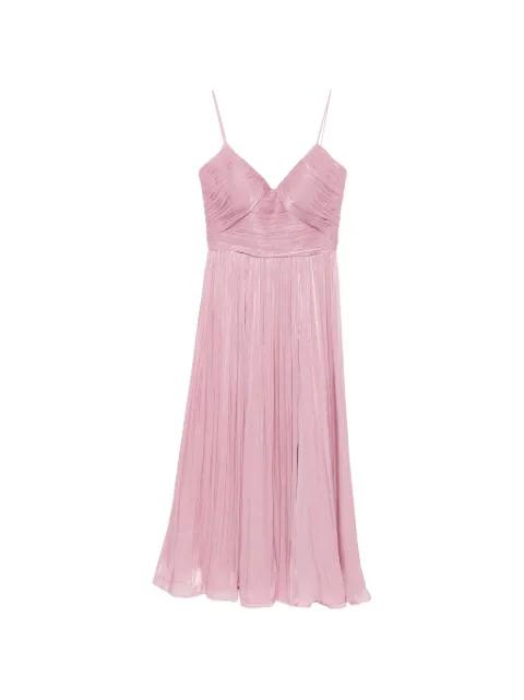 pleated sweetheart-neck maxi dress by COSTARELLOS