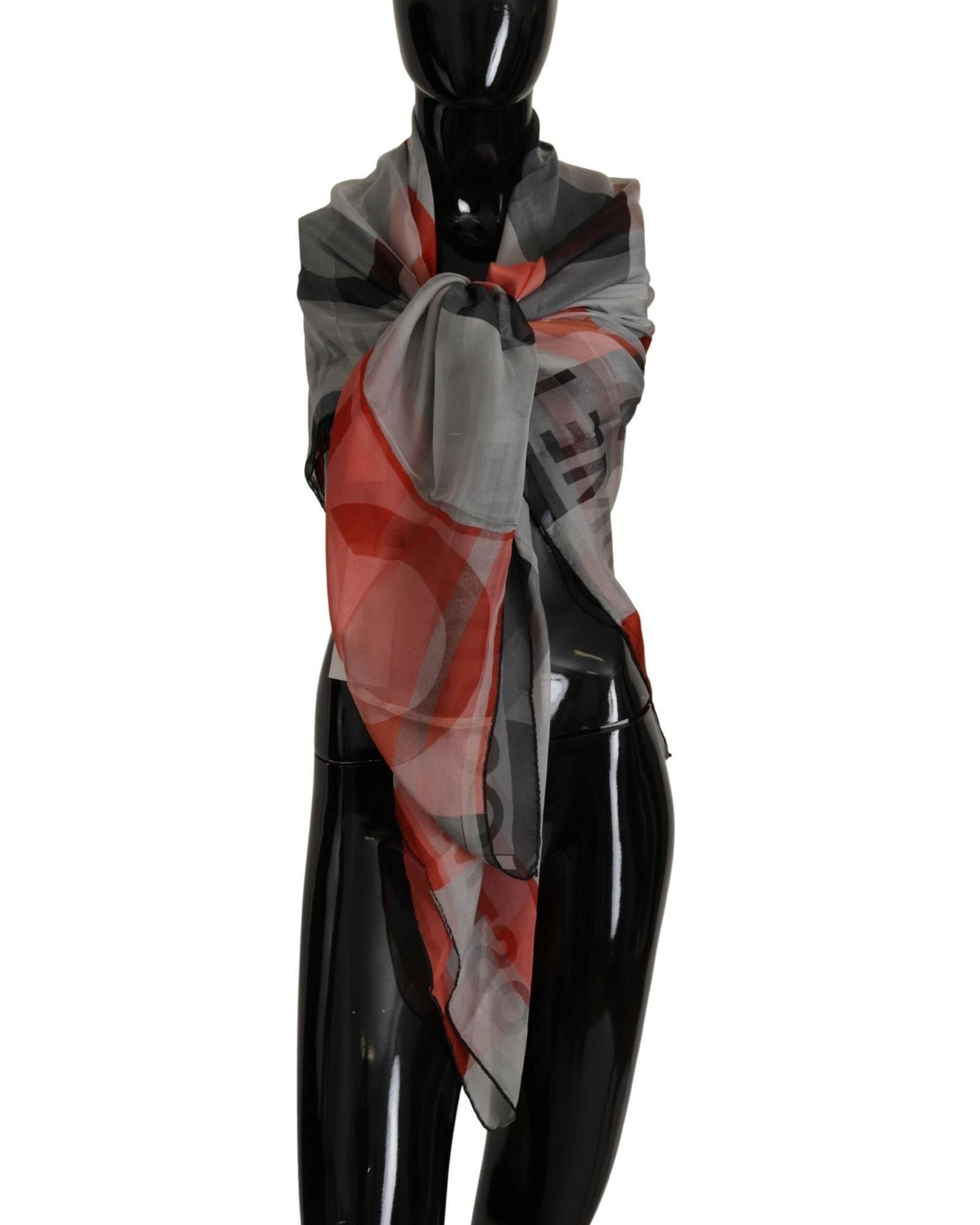 Silk Scarf Abstract Print Wo - Gray Patterned Scarves by COSTUME NATIONAL