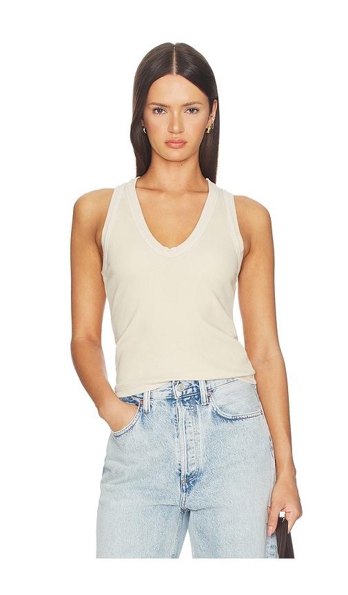 COTTON CITIZEN The Verona U-neck Tank in Cream by COTTON CITIZEN