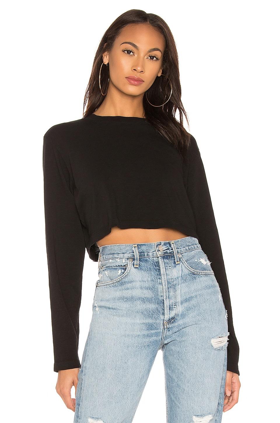 COTTON CITIZEN Tokyo Crop Shirt in Black by COTTON CITIZEN