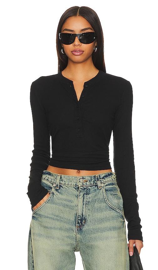COTTON CITIZEN Verona Henley Shirt in Black by COTTON CITIZEN