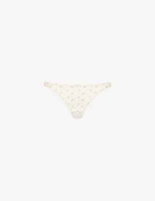 Mid-rise pointelle-pattern cotton thong by COU COU INTIMATES