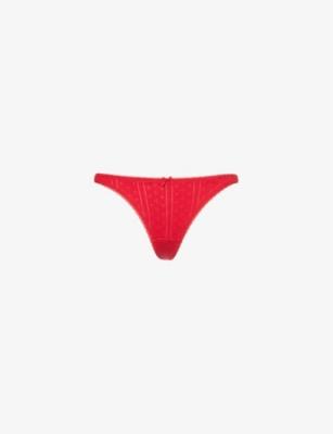 Mid-rise pointelle-pattern cotton thong by COU COU INTIMATES