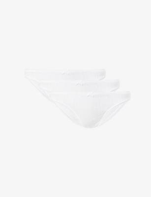 Pack of three pointelle high-rise organic-cotton briefs by COU COU INTIMATES
