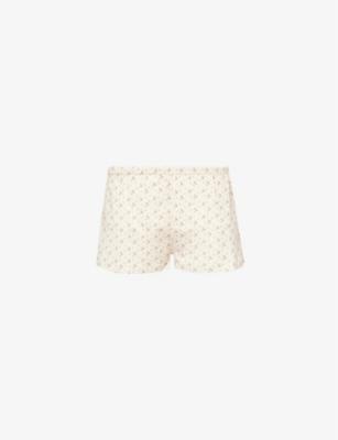 Pointelle-pattern mid-rise cotton shorts by COU COU INTIMATES
