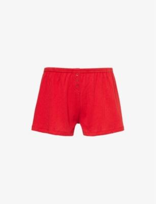 Pointelle-pattern mid-rise cotton shorts by COU COU INTIMATES