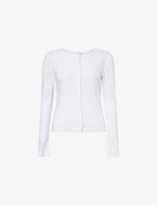 Round-Neck Pointelle-Knit Cotton Cardigan by COU COU INTIMATES