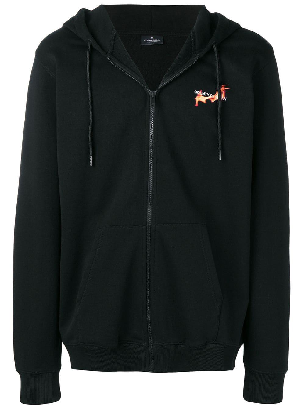 Marcelo Burlon x Muhammad Ali flaming basketball hoodie by COUNTY OF MILAN