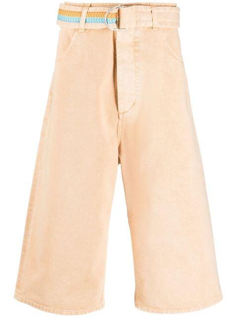 belted denim Burmuda shorts by COUNTY OF MILAN