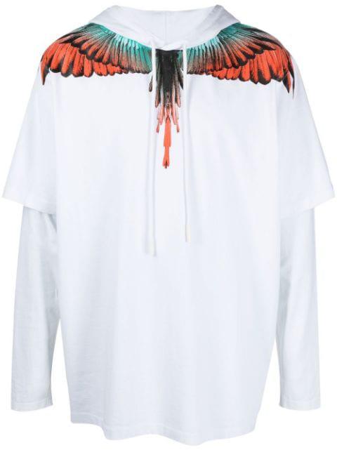 bird-print layered hoodie by COUNTY OF MILAN