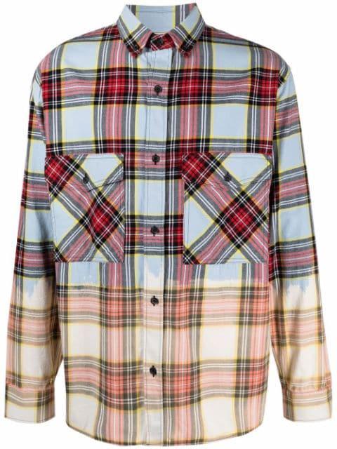 dyed-effect check shirt by COUNTY OF MILAN