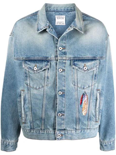 embroidered feathers denim jacket by COUNTY OF MILAN