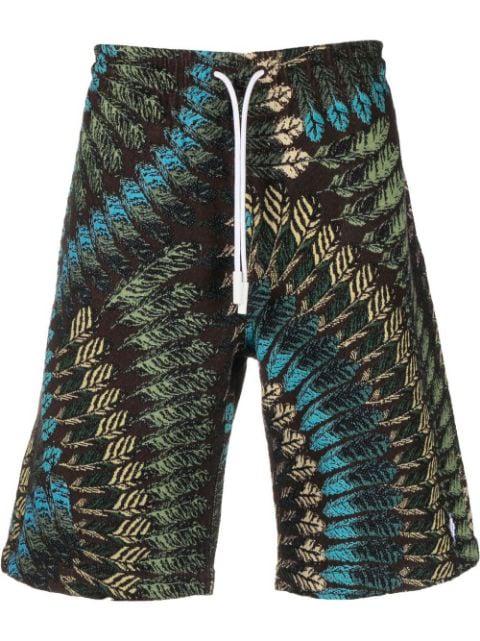 feather-print straight-leg shorts by COUNTY OF MILAN