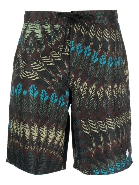 feather-print swim shorts by COUNTY OF MILAN