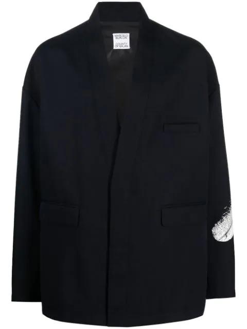 feather print wool blazer by COUNTY OF MILAN