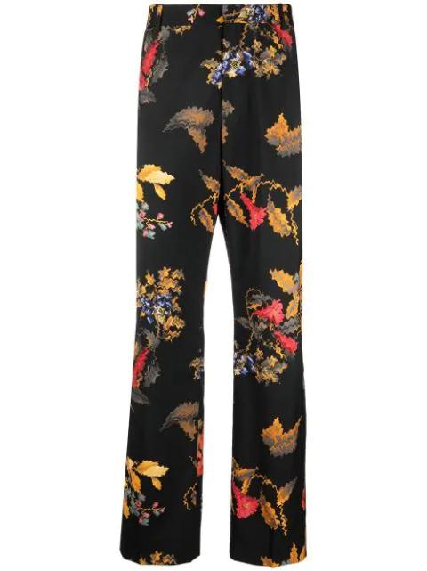 floral-print virgin wool trousers by COUNTY OF MILAN