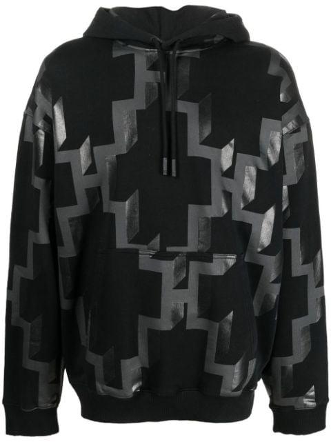 geometric-print cotton hoodie by COUNTY OF MILAN