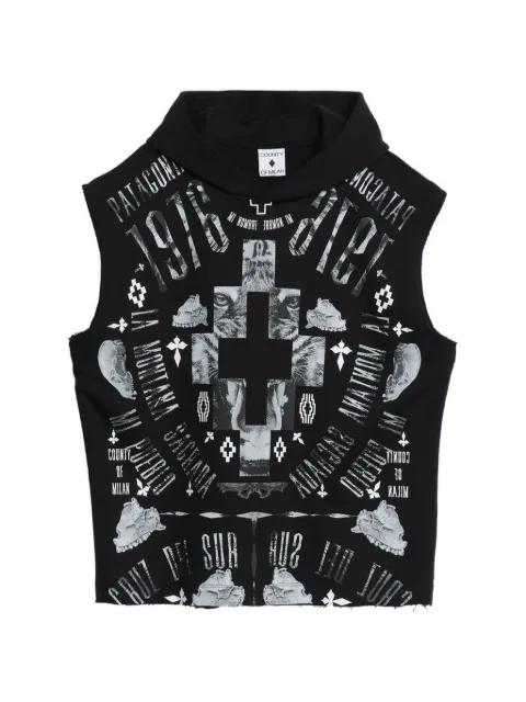 graphic sleeveless hoodie by COUNTY OF MILAN