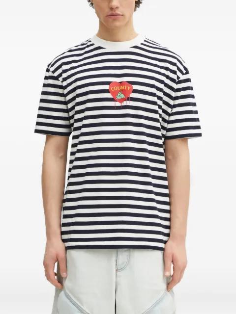 heart-embellished striped T-shirt by COUNTY OF MILAN