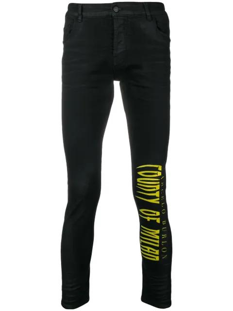 logo skinny-fit jeans by COUNTY OF MILAN