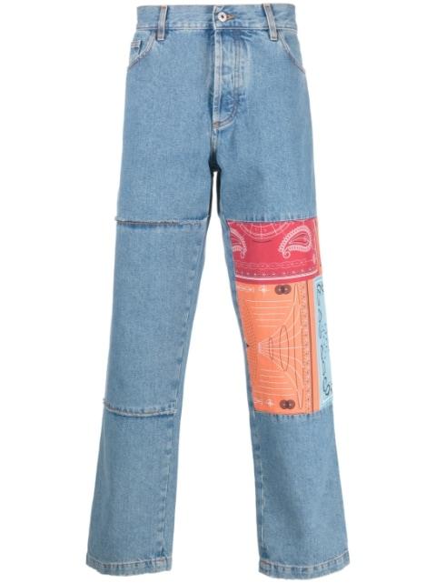 patchwork-detailing straight-leg jeans by COUNTY OF MILAN