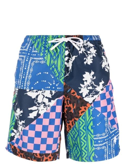 patchwork-print swim shorts by COUNTY OF MILAN