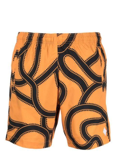 snake-print Cross-embroidered swim shorts by COUNTY OF MILAN