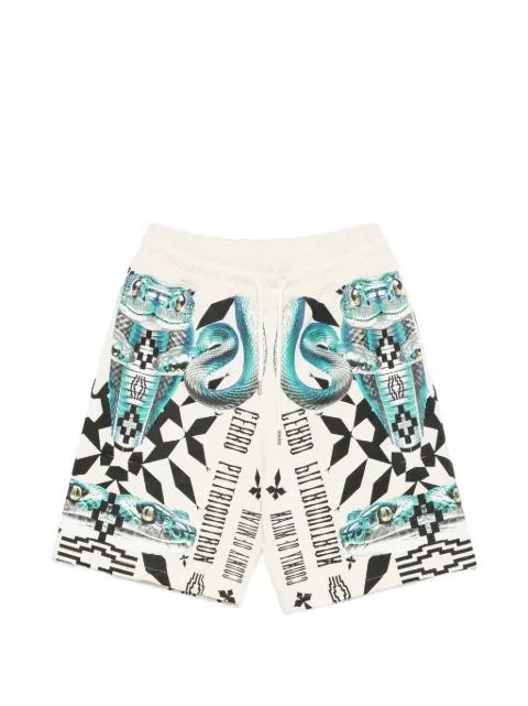 snake print drawstring shorts by COUNTY OF MILAN