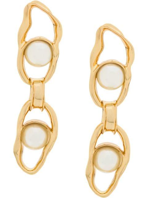 Liquid Pearl Chain earrings by COUP DE COEUR