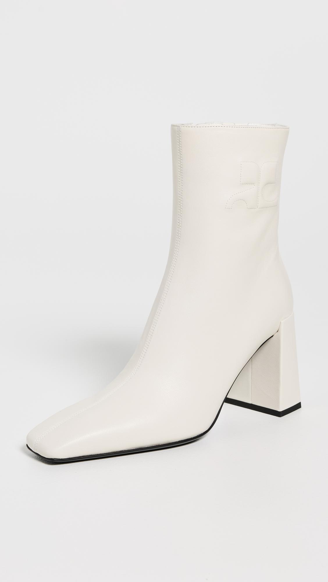 Heritage Shadow Leather Ankle Boots by COURRÈGES
