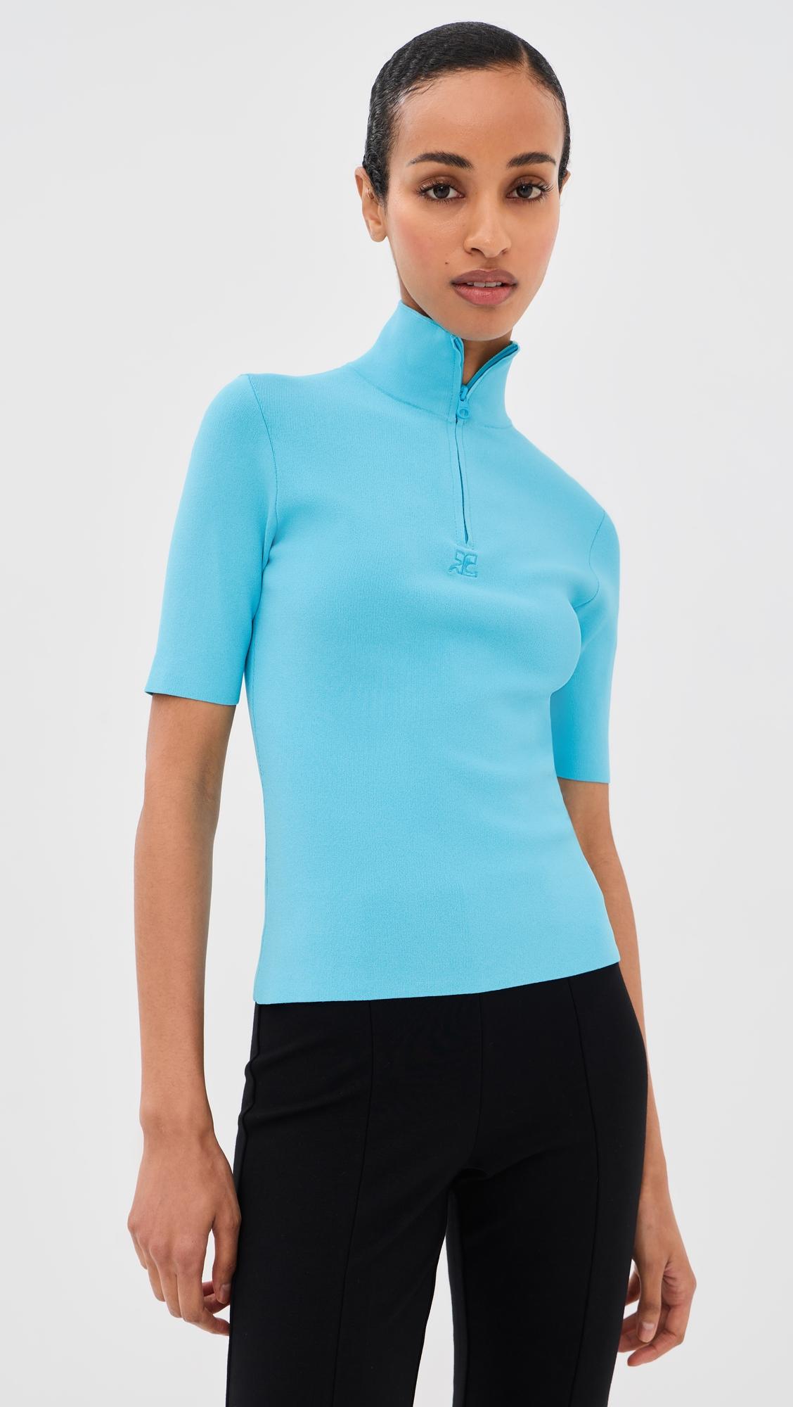 Zipped Mockneck Knit Top by COURRÈGES
