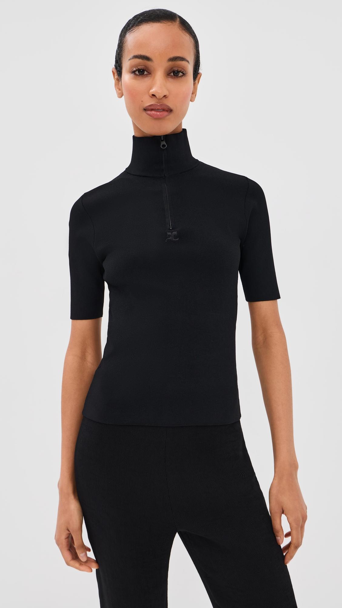Zipped Mockneck Knit Top by COURRÈGES