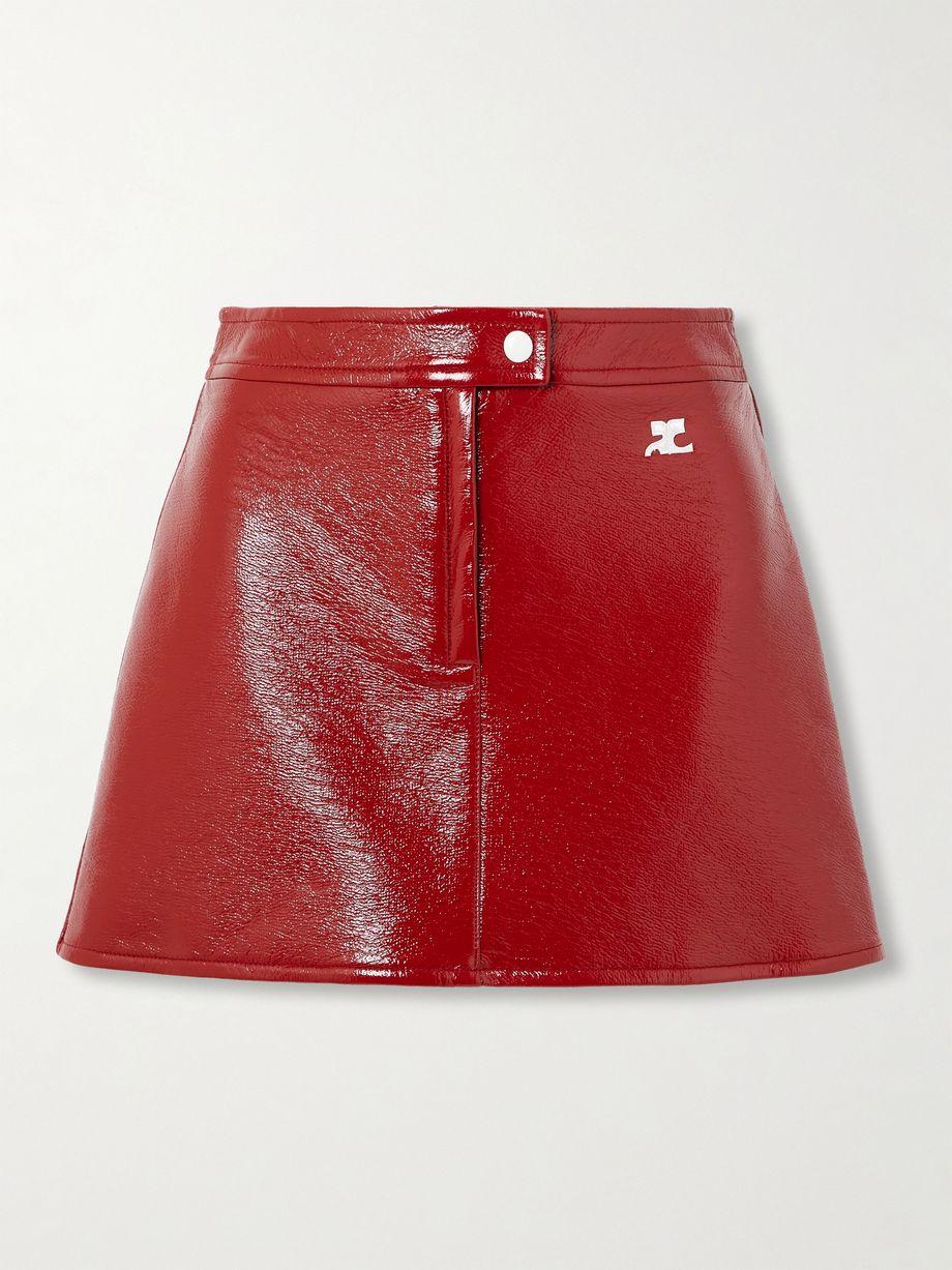 Appliquéd coated cotton-blend mini skirt by COURREGES