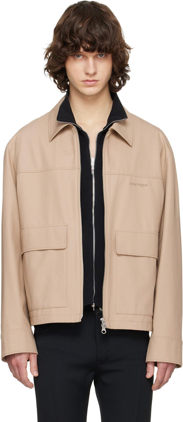 Beige 2-Pocket Zipped Cotton Jacket by COURREGES