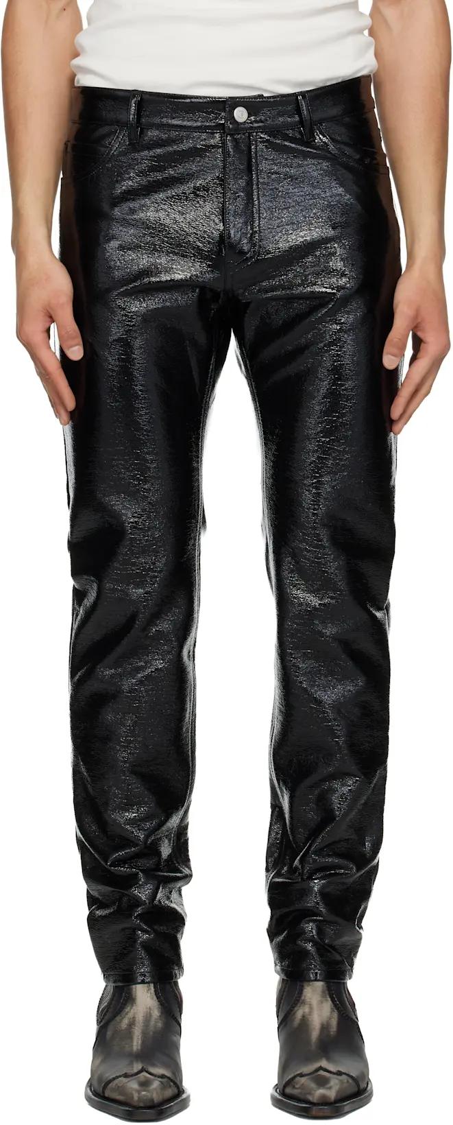 Black 5-Pocket Vinyl Reedition Trousers by COURREGES