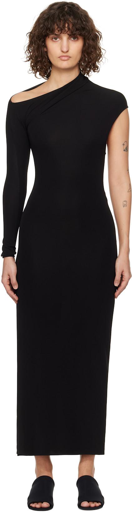Black Asymmetric Maxi Dress by COURREGES
