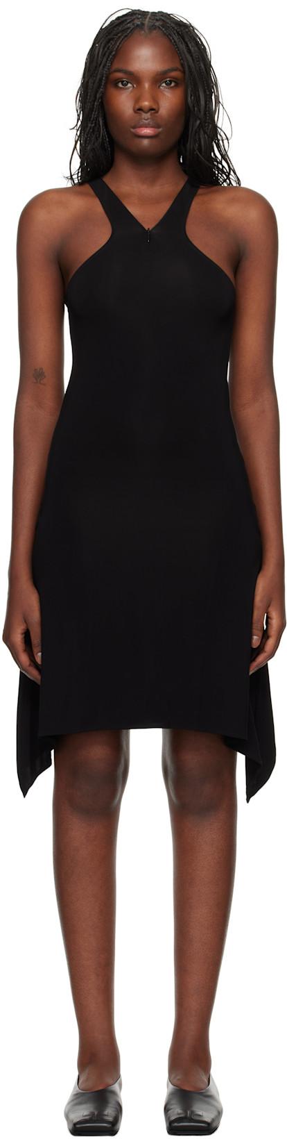 Black Criss Cross Jersey Minidress by COURREGES