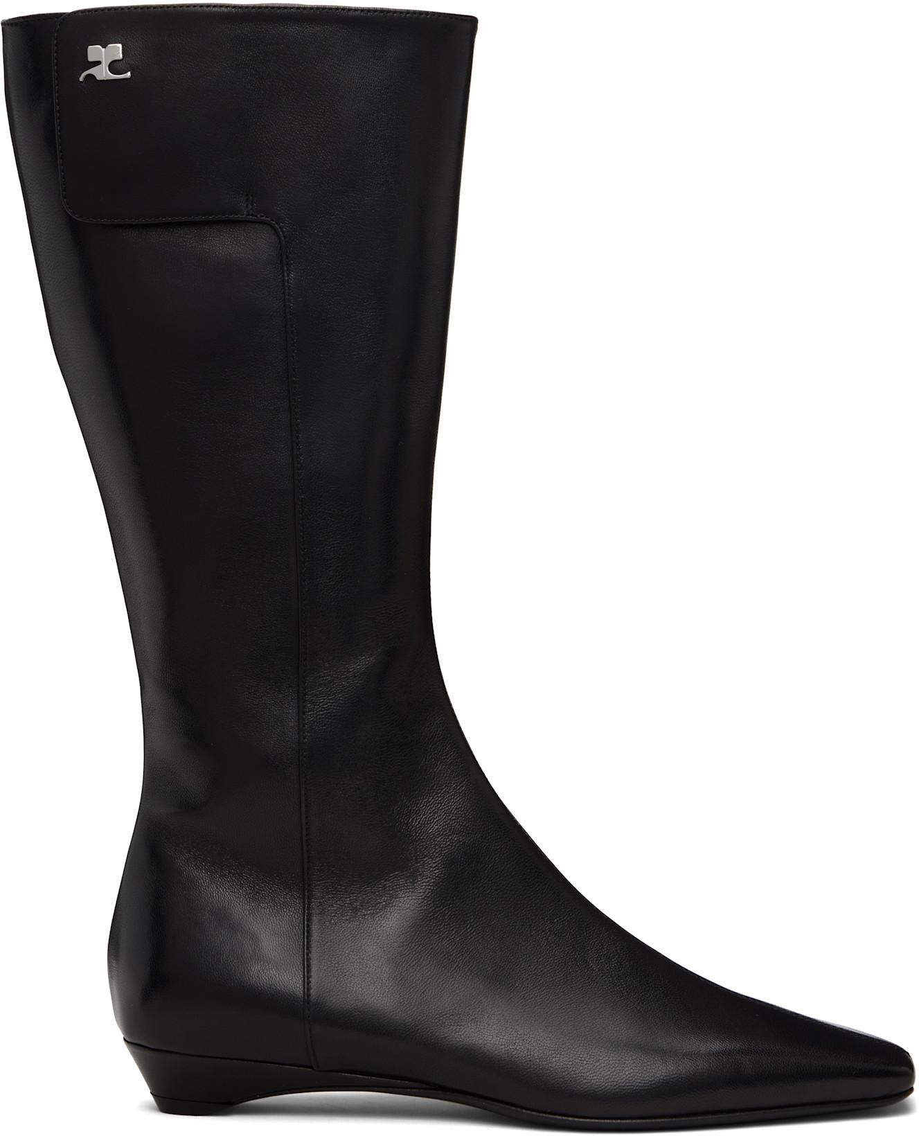 Black Heritage Flat Boots by COURREGES