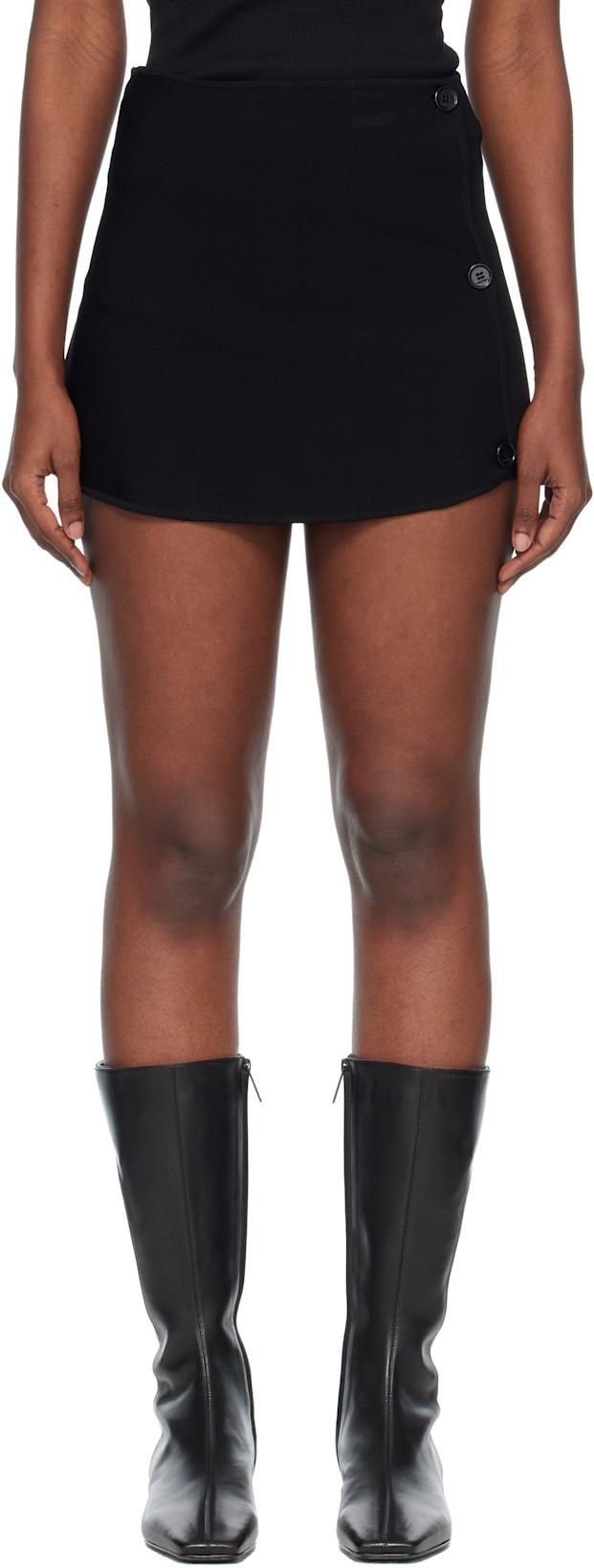 Black Oblique Buttoned Knit Mini Skort by COURREGES