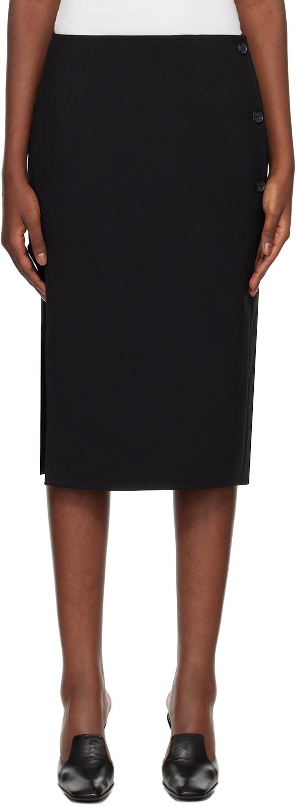 Black Oblique Tailored Midi Skirt by COURREGES
